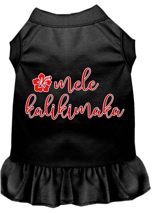 Mele Kalikimaka Screen Print Dog Dress Black XL